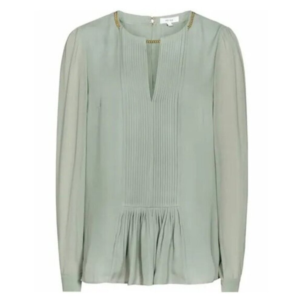 Reiss Inda Pleated Chain Neck Blouse Top